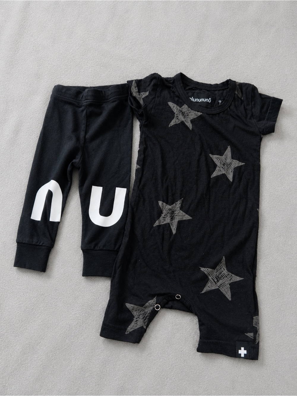 NUNUNU Black Star Print One-Piece with Black Leggings